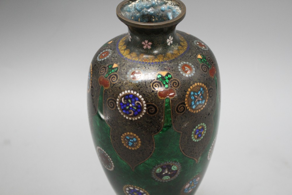 A Japanese cloisonne vase, with mons decoration, height 27cm